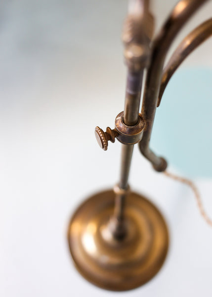 Art Nouveau Brass and Tulip Glass Table Lamp