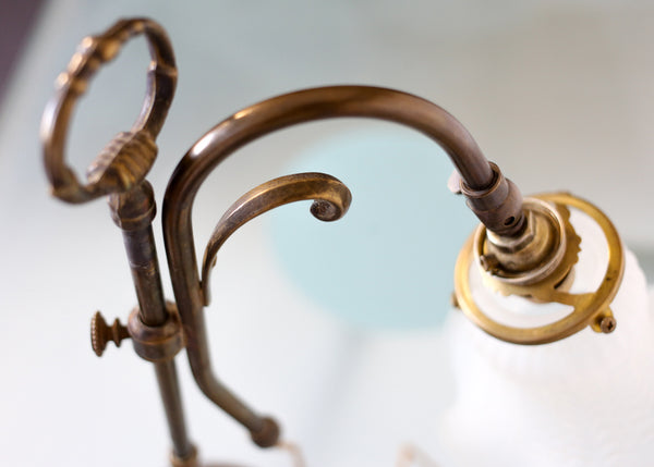 Art Nouveau Brass and Tulip Glass Table Lamp