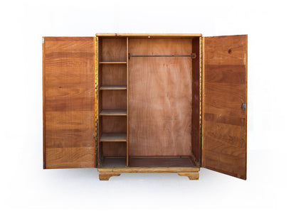 Two-Door Wardrobe in Oregon Pine and Light Wood