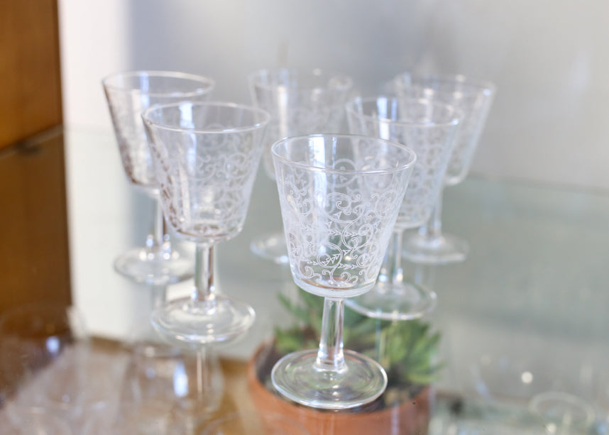 Set of Six Vintage Luminarc Cordial Glasses