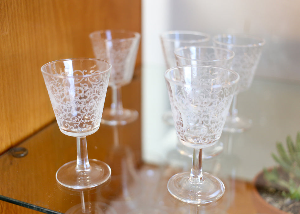 Set of Six Vintage Luminarc Cordial Glasses