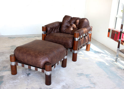 Rare El Rancho Armchair and Ottoman -  Finland, 1970s