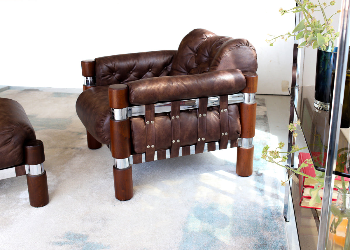 Rare El Rancho Armchair and Ottoman -  Finland, 1970s