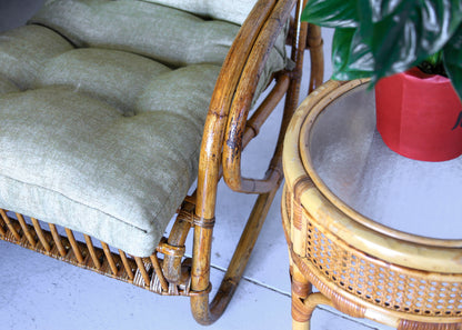Round Cane Side Table