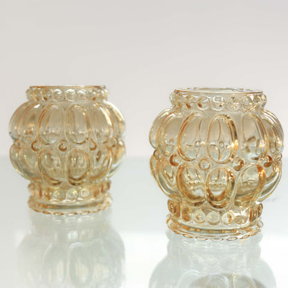 Pair of Amber Bubble Glass Shades