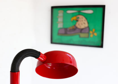 Vintage Red Gooseneck Floor Lamp
