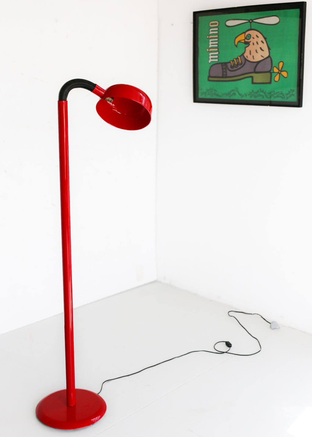 Vintage Red Gooseneck Floor Lamp