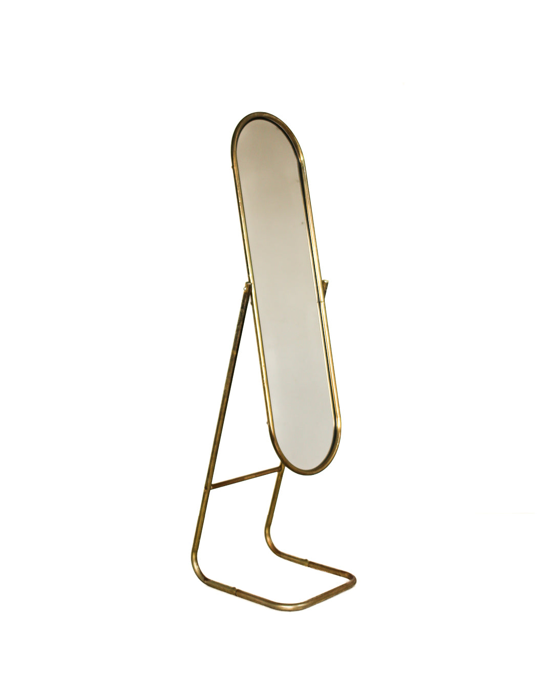 Mid-century Oval Swivel Floor Mirror