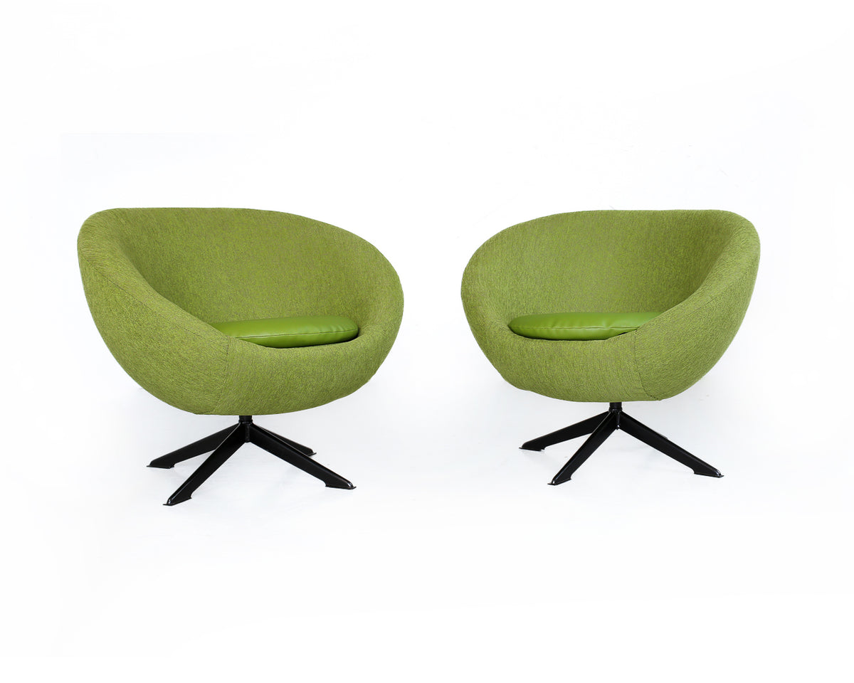 Zodiac Two-Seater and Pair of Swivel Chairs in Apple Green - priced per item
