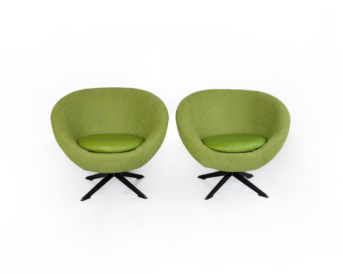 Zodiac Two-Seater and Pair of Swivel Chairs in Apple Green - priced per item
