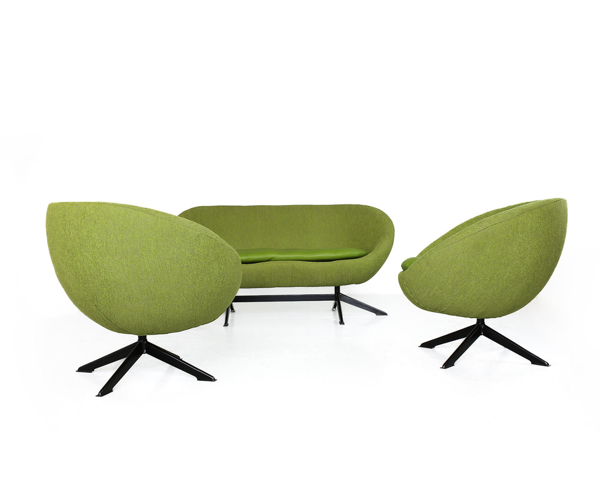 Zodiac Two-Seater and Pair of Swivel Chairs in Apple Green - priced per item