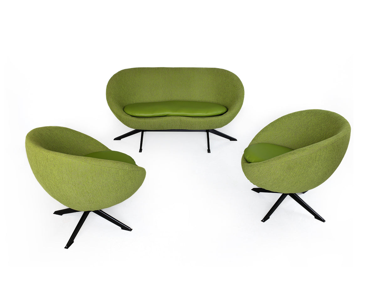 Zodiac Two-Seater and Pair of Swivel Chairs in Apple Green - priced per item