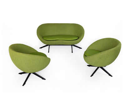 Zodiac Two-Seater and Pair of Swivel Chairs in Apple Green - priced per item