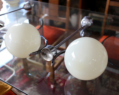 Art Deco Chrome Pendant Lamp with Glass Ball Shades