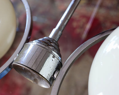 Art Deco Chrome Pendant Lamp with Glass Ball Shades