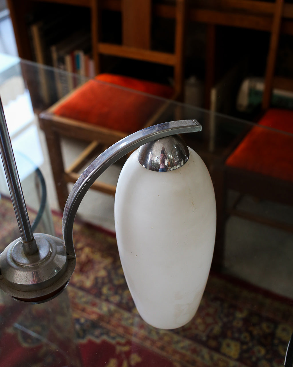 Art Deco Two-Light Pendant with Fluted Glass Shades