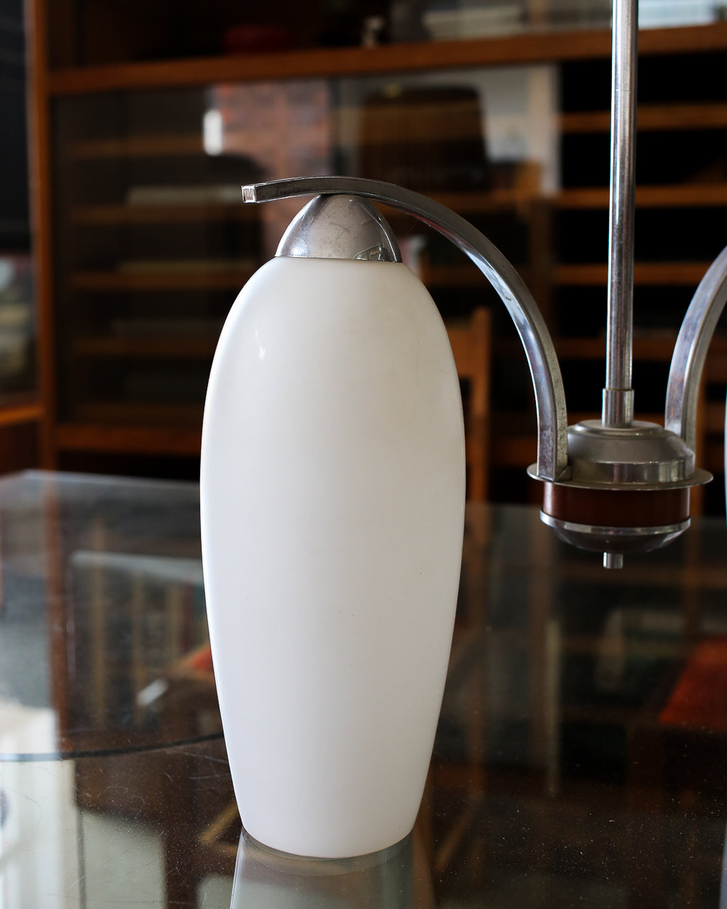 Art Deco Two-Light Pendant with Fluted Glass Shades