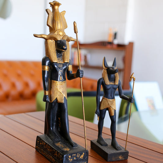Pair of Egyptian Revival Figures: Anubis and Khnum