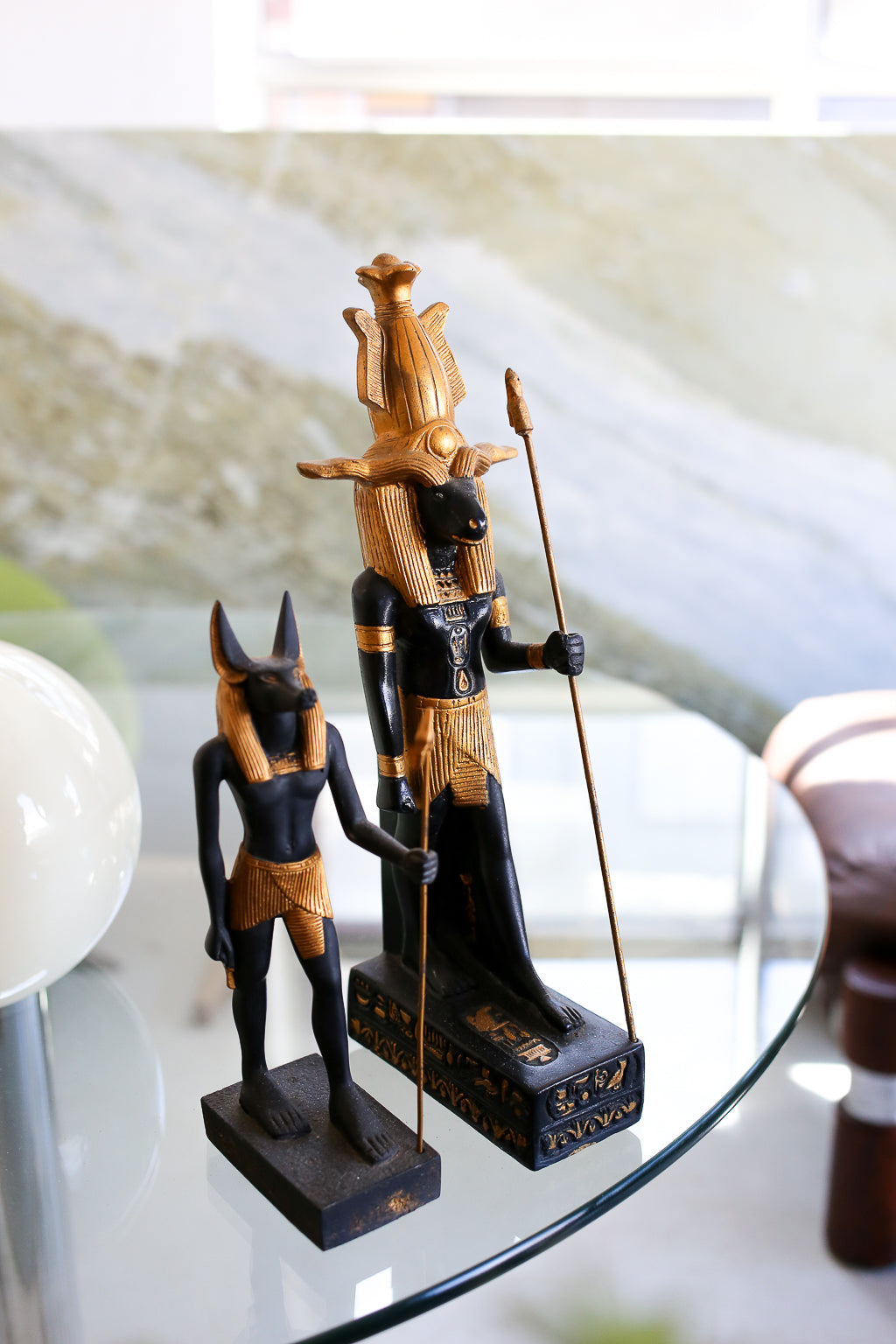 Pair of Egyptian Revival Figures: Anubis and Khnum