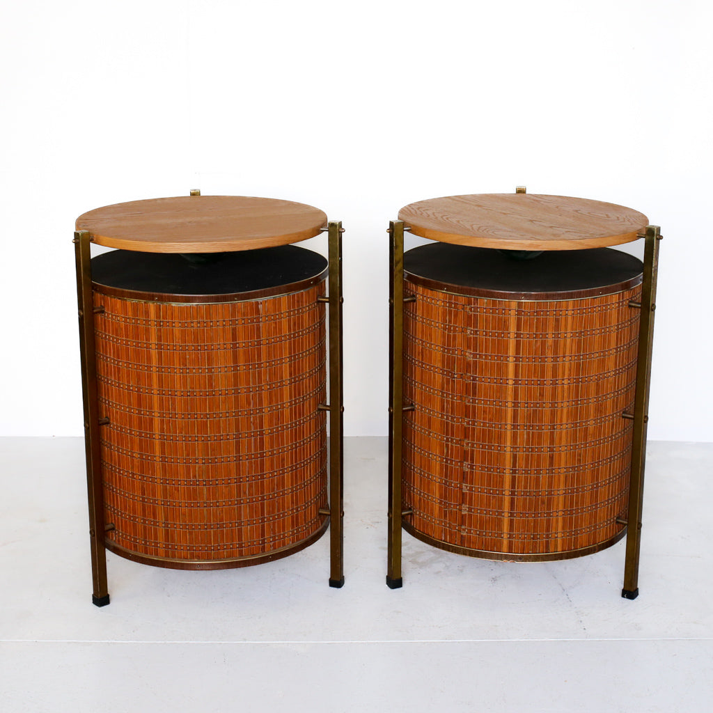 Pair of Vintage Custom Speakers in Round Cabinets