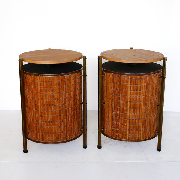 Pair of Vintage Custom Speakers in Round Cabinets