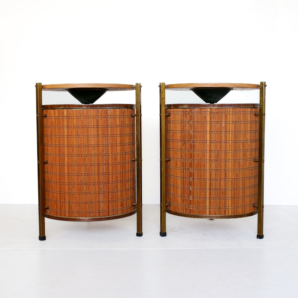 Pair of Vintage Custom Speakers in Round Cabinets