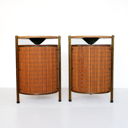 Pair of Vintage Custom Speakers in Round Cabinets