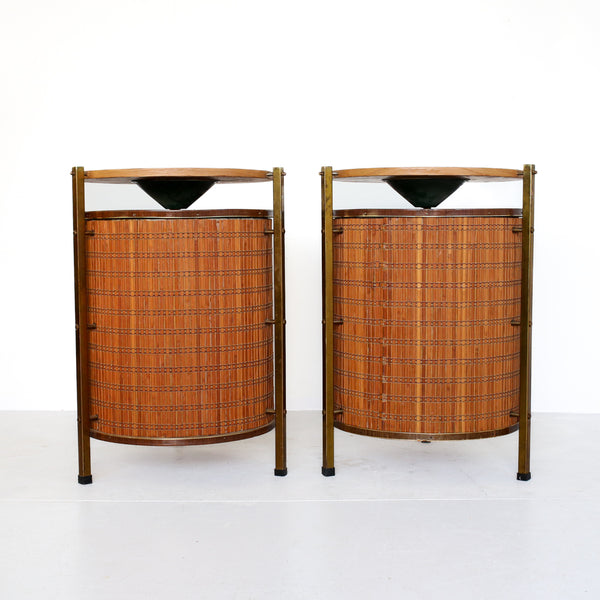 Pair of Vintage Custom Speakers in Round Cabinets