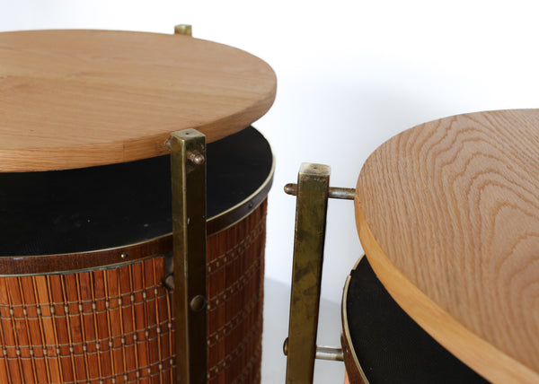 Pair of Vintage Custom Speakers in Round Cabinets