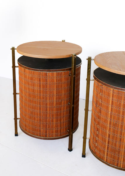 Pair of Vintage Custom Speakers in Round Cabinets