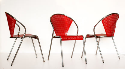 Three 80s Steel Stacking Chairs - priced per chair