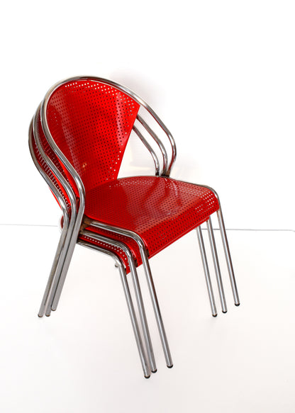 Three 80s Steel Stacking Chairs - priced per chair