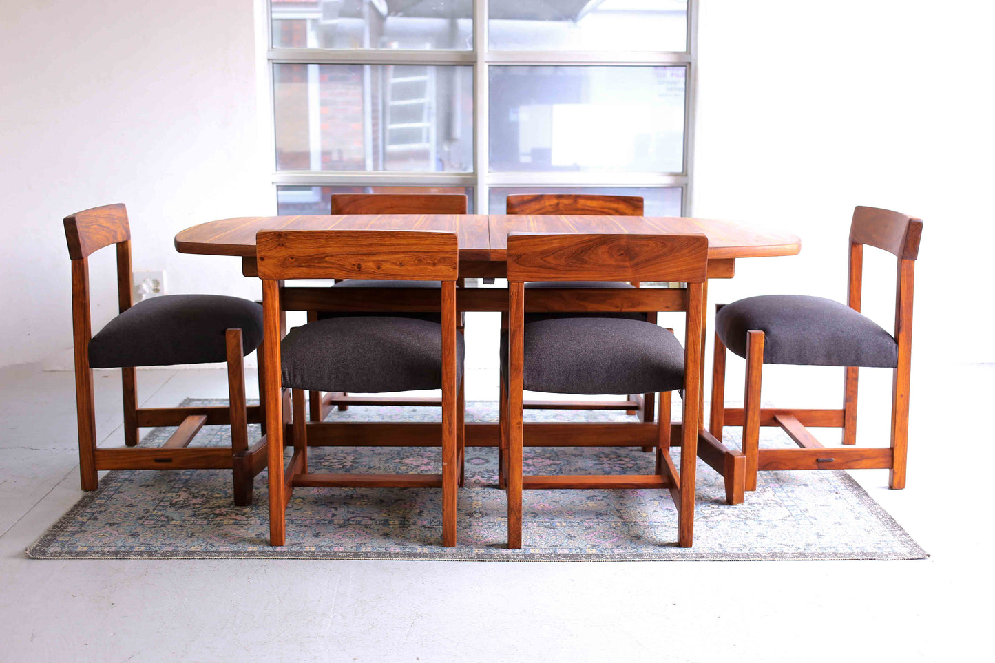 Mid-Centurty Modern Kiaat Dining Room Table - Extendable