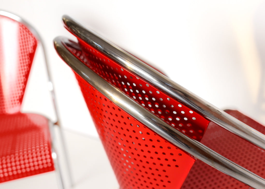 Three 80s Steel Stacking Chairs - priced per chair