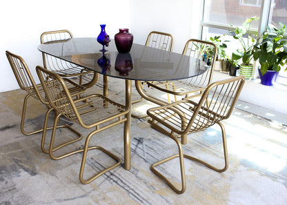 Retro Steel and Glass Dining Suite