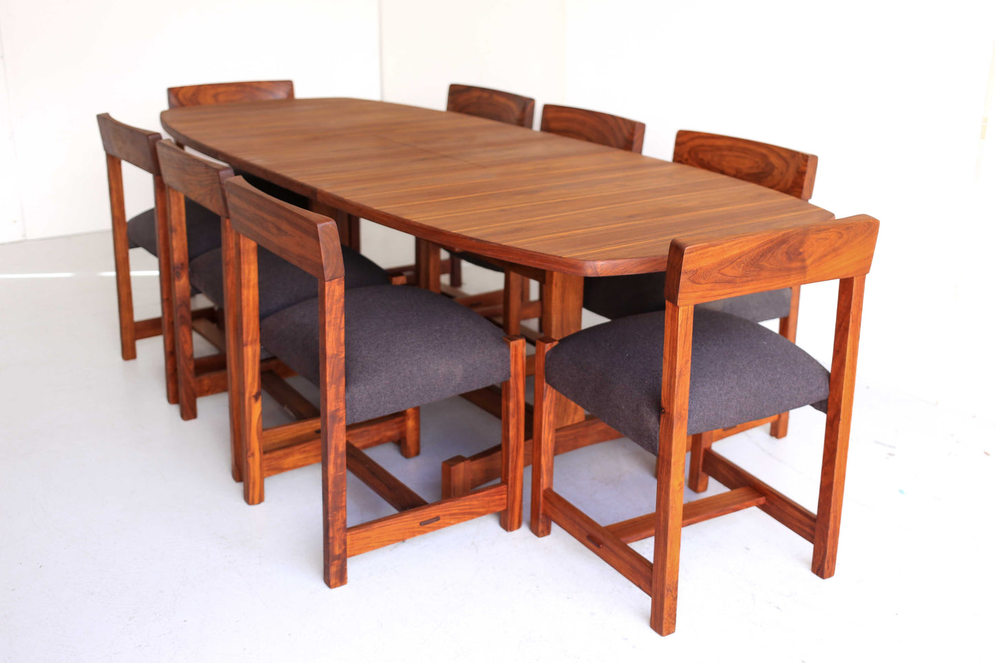 Mid-Centurty Modern Kiaat Dining Room Table - Extendable
