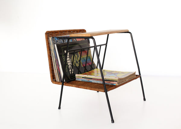 Steel and Cane Magazine Rack