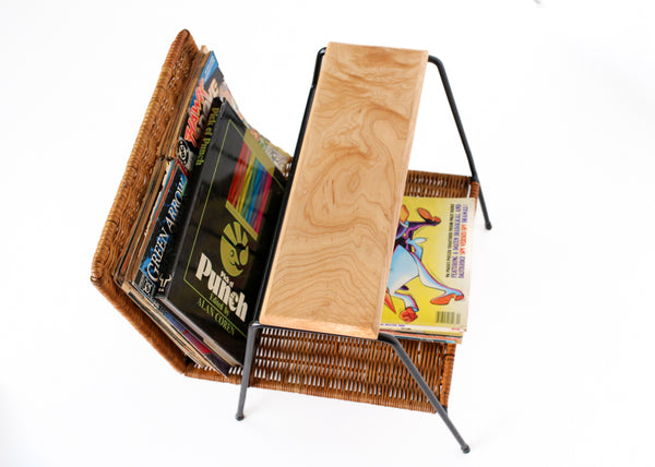 Steel and Cane Magazine Rack