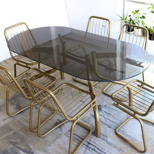 Retro Steel and Glass Dining Suite