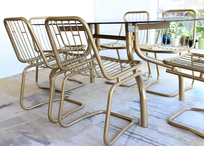 Retro Steel and Glass Dining Suite