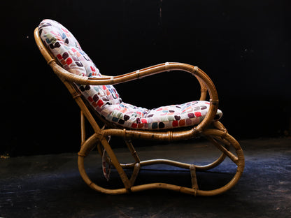 Pair of Vintage Bent Cane and Rattan Armchairs