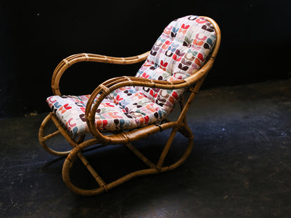 Pair of Vintage Bent Cane and Rattan Armchairs