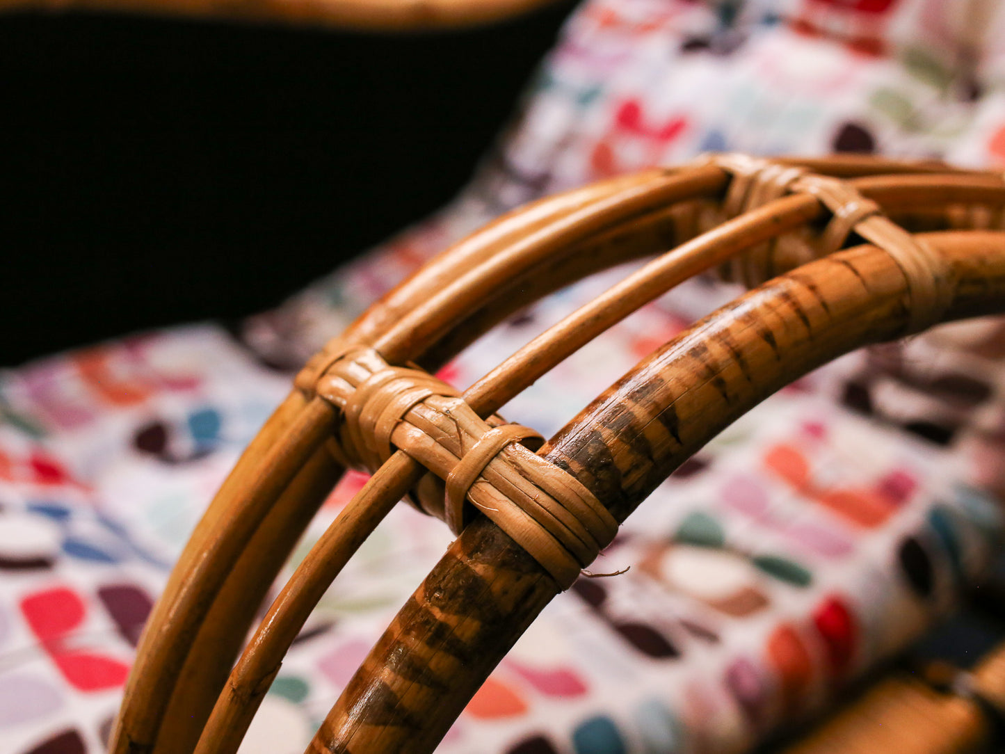 Pair of Vintage Bent Cane and Rattan Armchairs