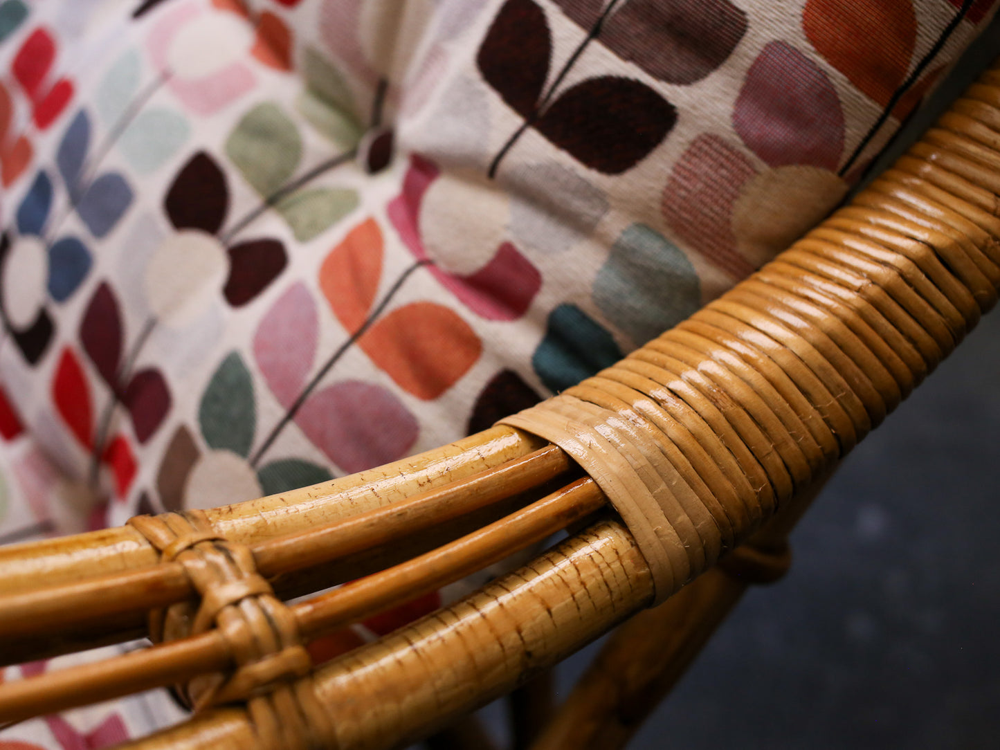 Pair of Vintage Bent Cane and Rattan Armchairs