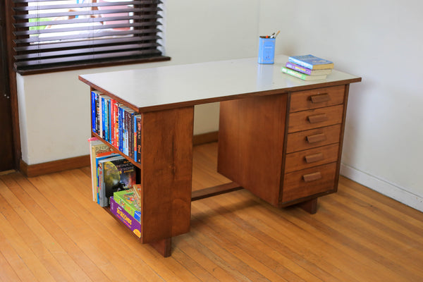 Desk with Melamine Top and Side Shelf