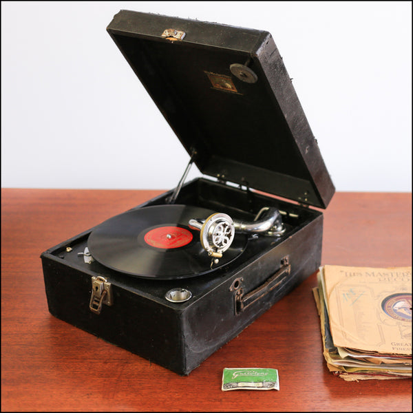 Antique Portable 'His Master's Voice' Phonograph