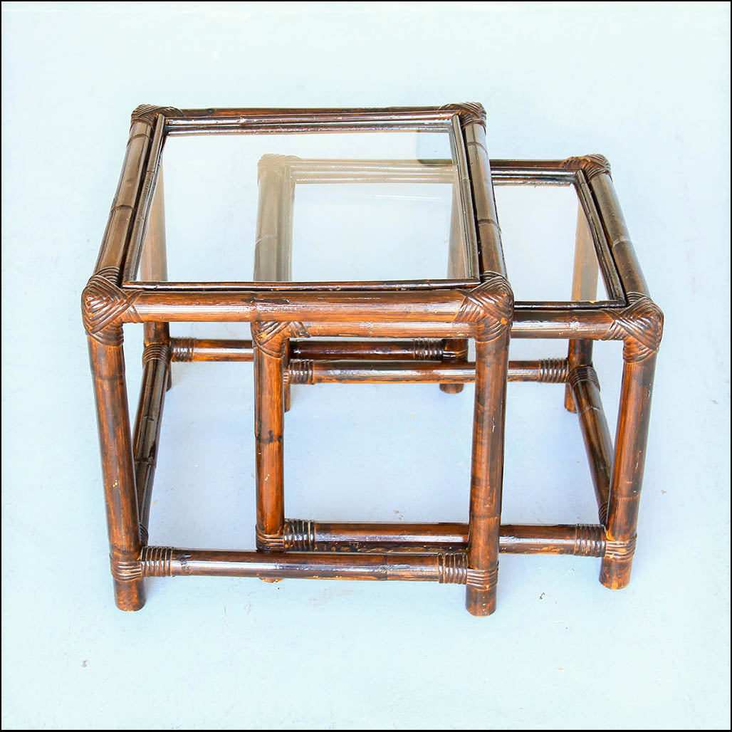 Nest of Two Cane Side Tables