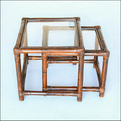 Nest of Two Cane Side Tables