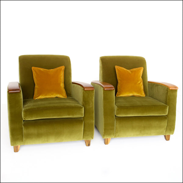 A Pair of Art Deco Style Velvet Armchairs