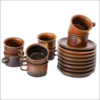 Set of 6 Arabia Ruska Espresso Duos - Finland 1960